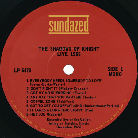 shadows of knight lp live 1966 label 1